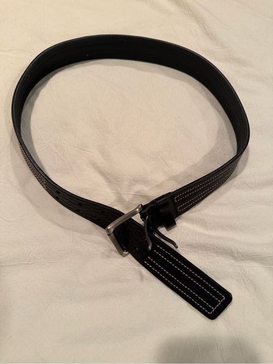 Coach Accessories - Women’s Coach Black Leather Belt with Contrast Stitching